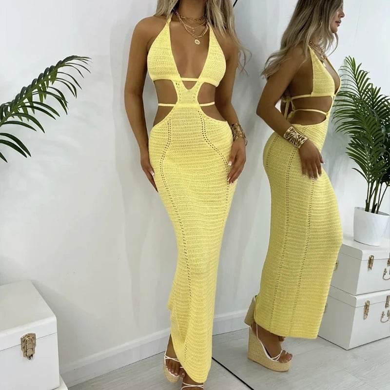 New Style Hollow Out Backless Tie Up Dress - Empire P.E