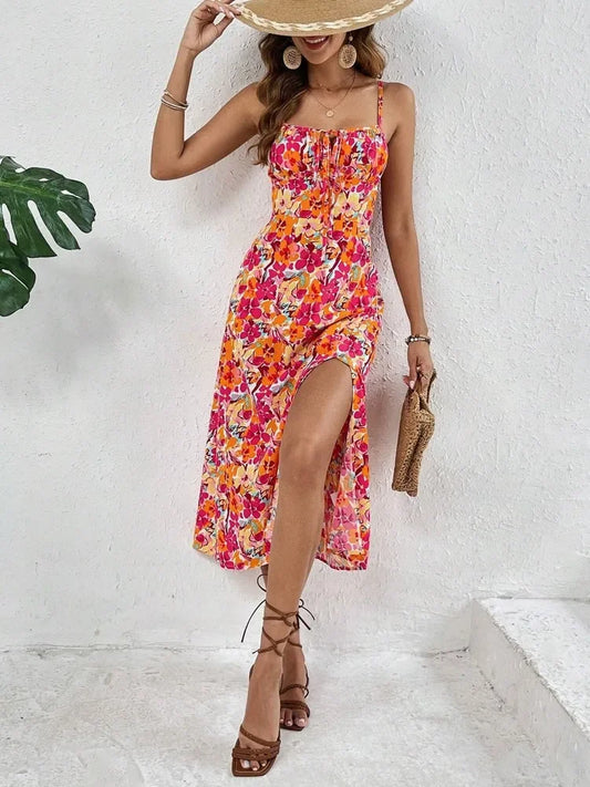 New Summer Women's Printed Lace-up Dress - Empire P.E