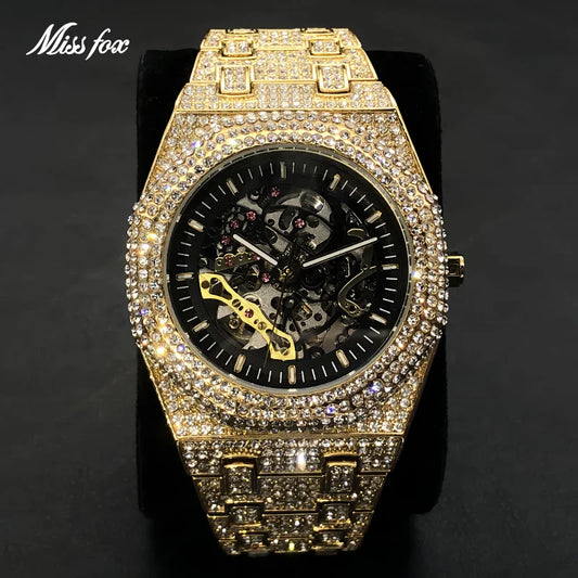 Men's Luxury Full Ice Out  Hip Hop Tourbillon Watches
