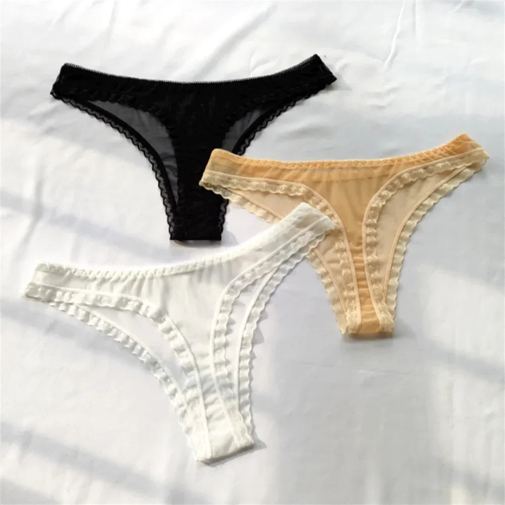 3pcs/set Transparent Thong Panties Sexy Lace G-string - Empire P.E