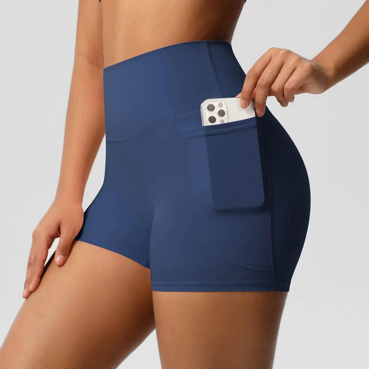 Women Sports Short With PocketedYoga Legging Shorts Squat Proof High Waist Fitness Tight Shorts Quick Drying Cycling Workout Gym - Empire P.E