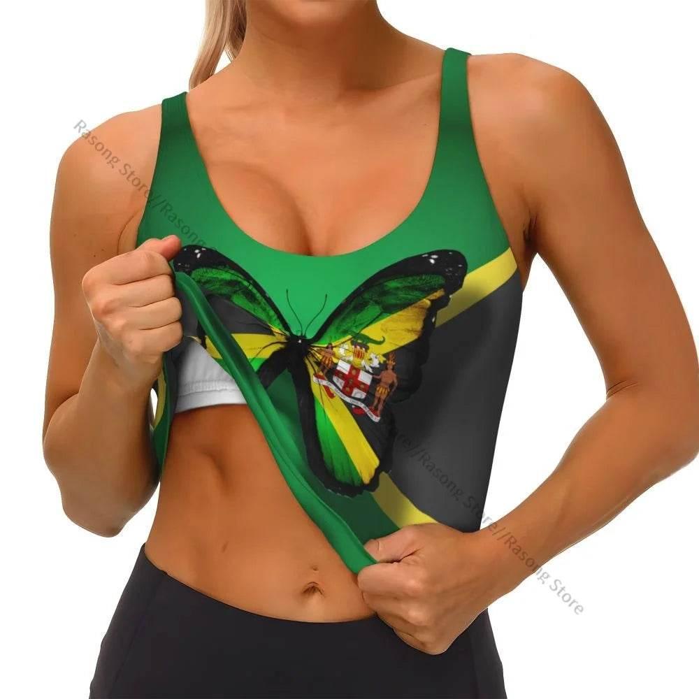 Sports Bra Women Running Yoga Clothes Vest Jamaica Kingdom Flag Gathering Fitness Vest - Empire P.E