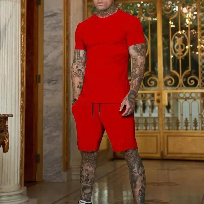 summer outdoor sports suit men's  two-piece set tracksuit