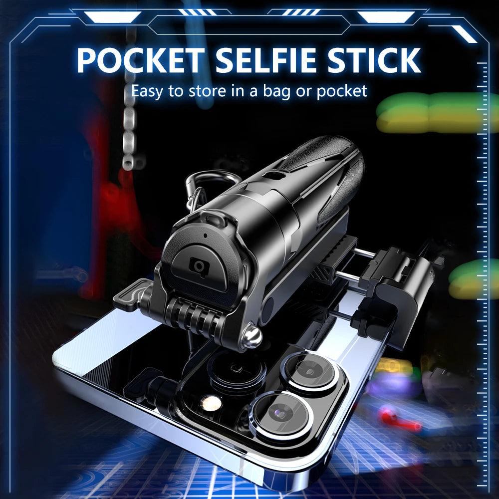 2025 New Handheld Selfie Stick Tripod Stand Foldable Phone Holder With Bluetooth Remote Portable Keychain for iPhone Smartphone - Empire P.E