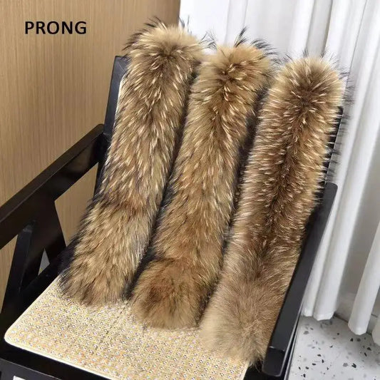 100% Real Raccoon Fur Collar Coat