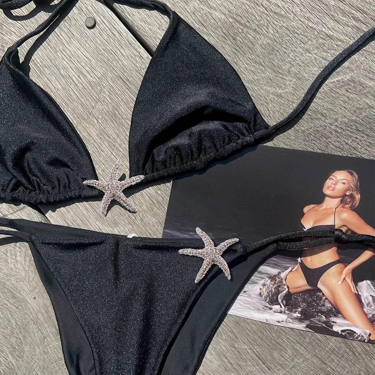 Sexy Bikini 2025 Swimsuit Women Swimwear Halter Bikinis Set Push Up Bathing Suit Solid Swimming Suit Biquini Female - Empire P.E