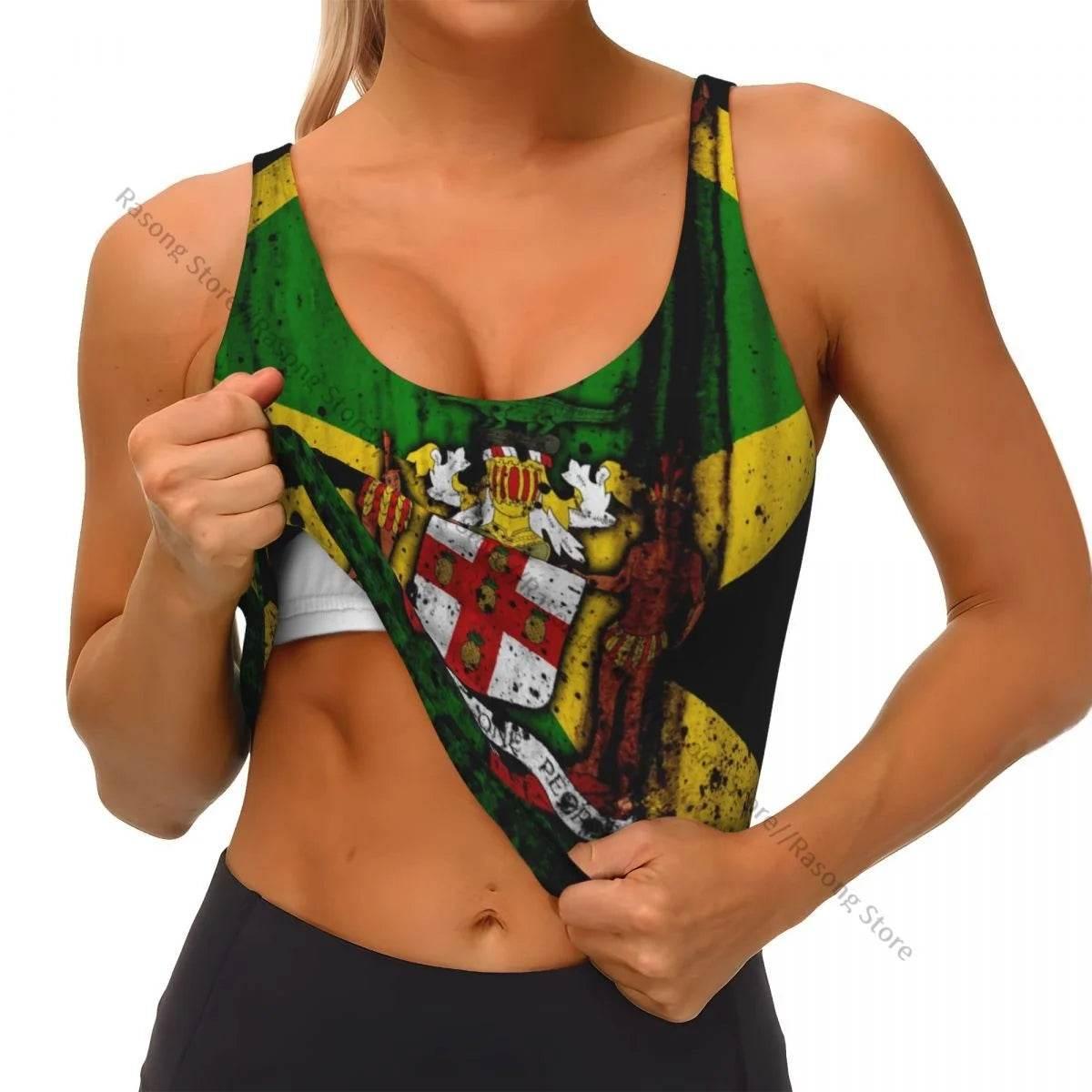 Sports Bra Women Running Yoga Clothes Vest Jamaica Kingdom Flag Gathering Fitness Vest - Empire P.E
