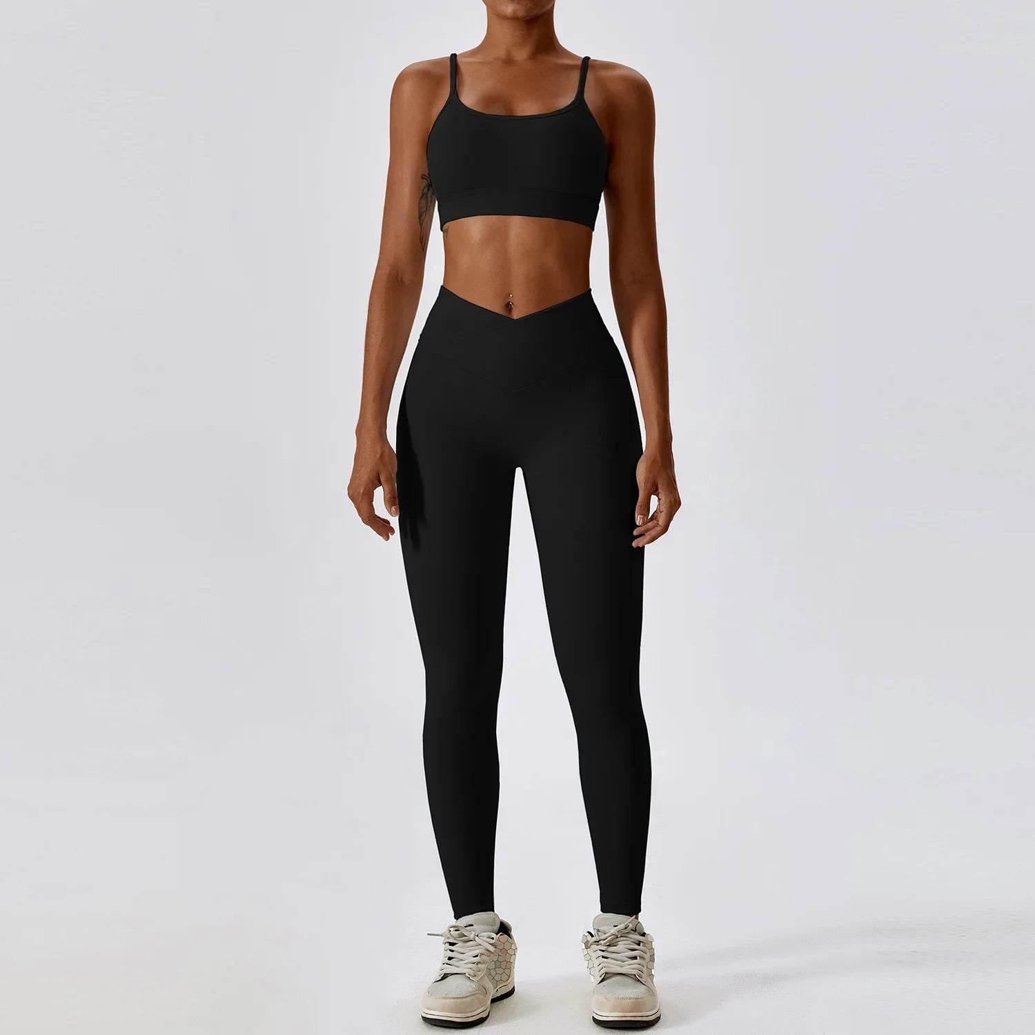 2PCS Seamless Yoga Set Gym Clothes Sportswear Yoga Suits For Women Fitness Rib Tracksuits Sports Bra Gym Leggings Sports Suits - Empire P.E