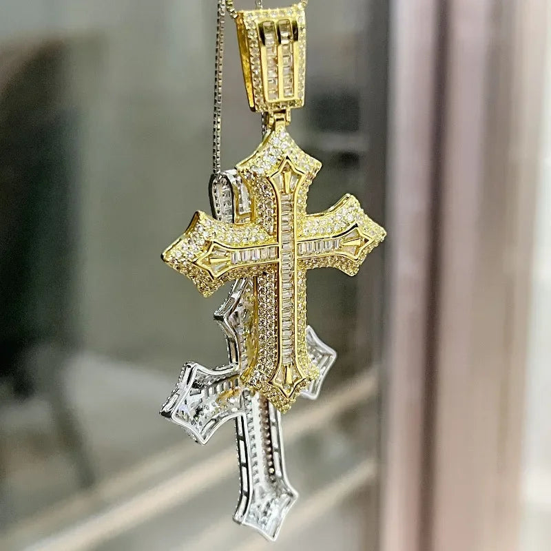 Luxury Hiphop Lab Diamond Cross Pendant 925 Sterling Silver - Empire P.E