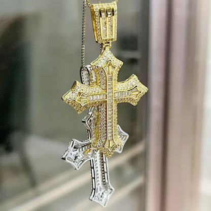 Luxury Hiphop Lab Diamond Cross Pendant 925 Sterling Silver - Empire P.E