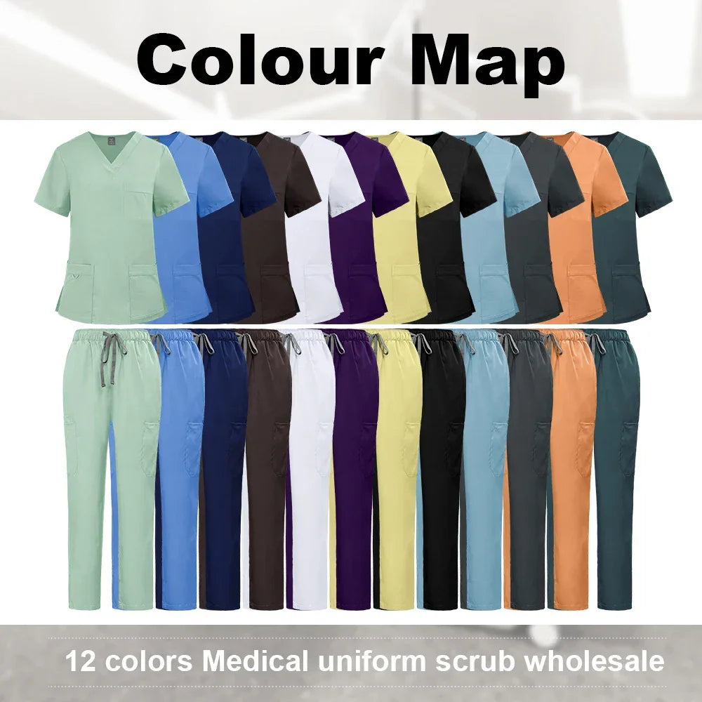 Uniform Unisex Elastic Scrubs Top Pants 2-piece Set - Empire P.E