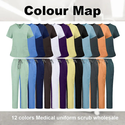 Uniform Unisex Elastic Scrubs Top Pants 2-piece Set - Empire P.E