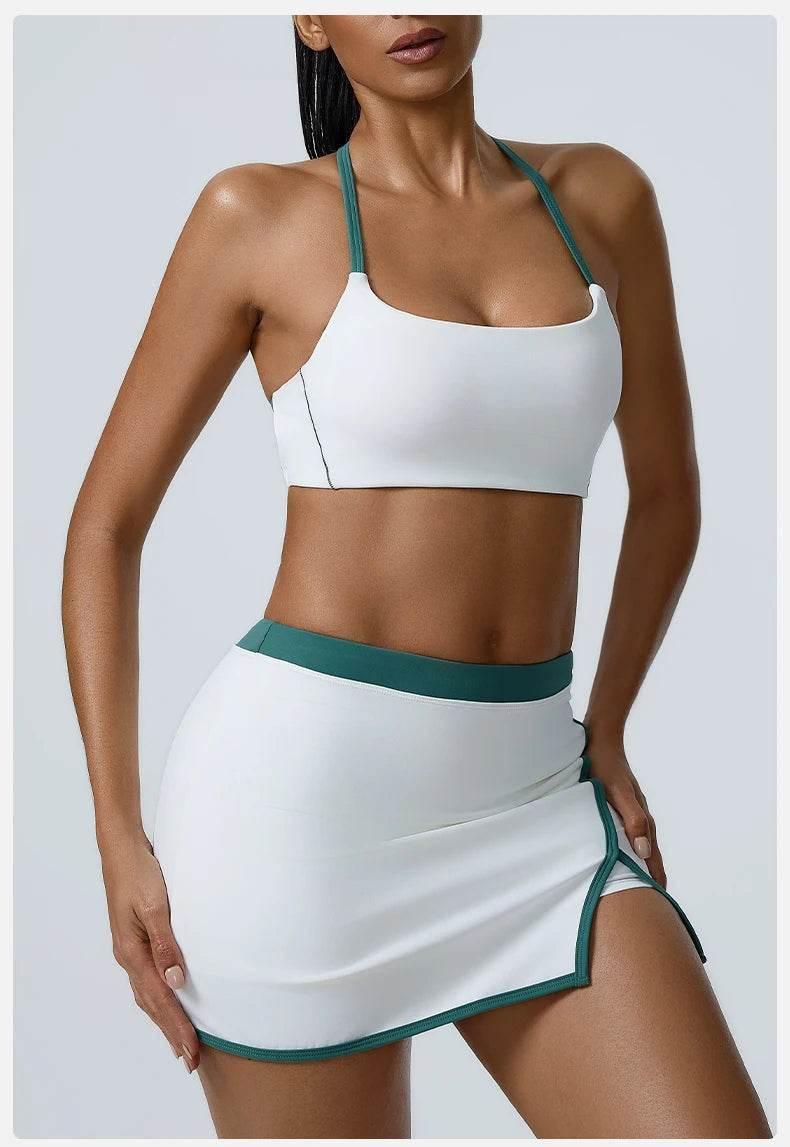 Yoga Women Workout Bra and Shorts Two Piece Patchwork Open Back Elastic Fitness Yoga Outfit Sport Set Women - Empire P.E