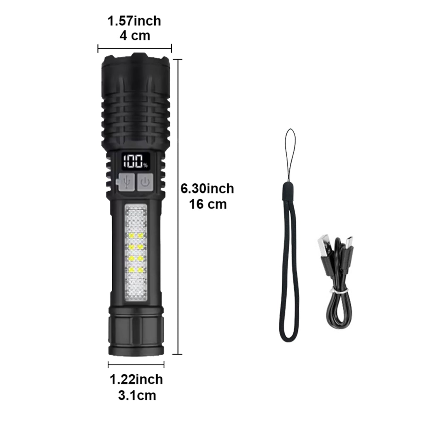Most Powerful LED Flashlight USB Rechargeable Tactical Torch Light