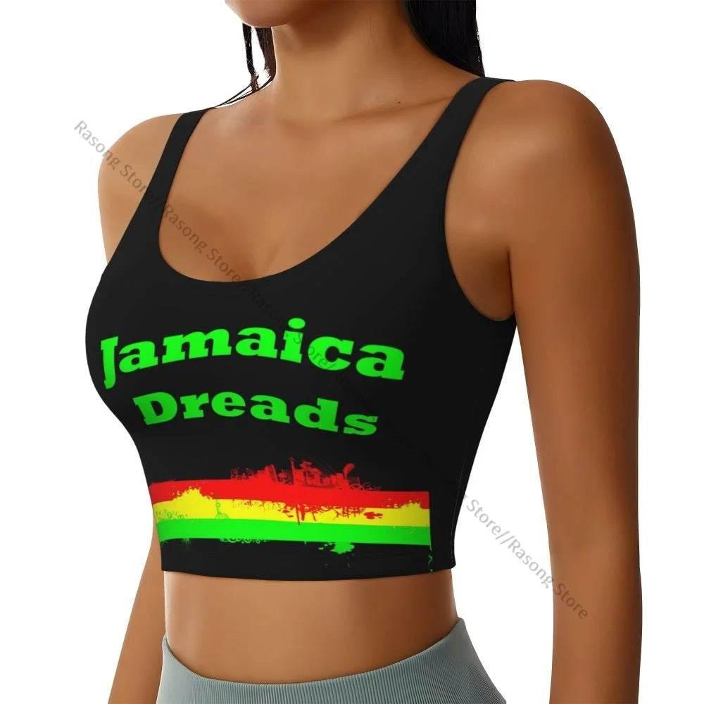 Sports Bra Women Running Yoga Clothes Vest Jamaica Kingdom Flag Gathering Fitness Vest - Empire P.E