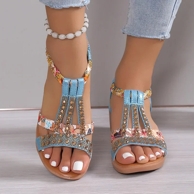 Women's Summer Bohemia Rhinestones Casual Platform Sandals