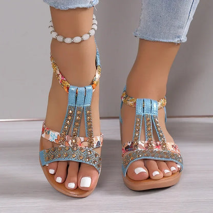 Women's Summer Bohemia Rhinestones Casual Platform Sandals