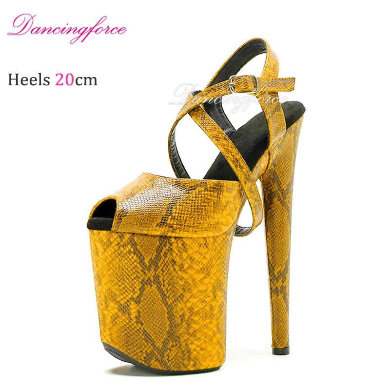 20CM/8inches Snake Print Stripper Pole Dance Shoes - Empire P.E
