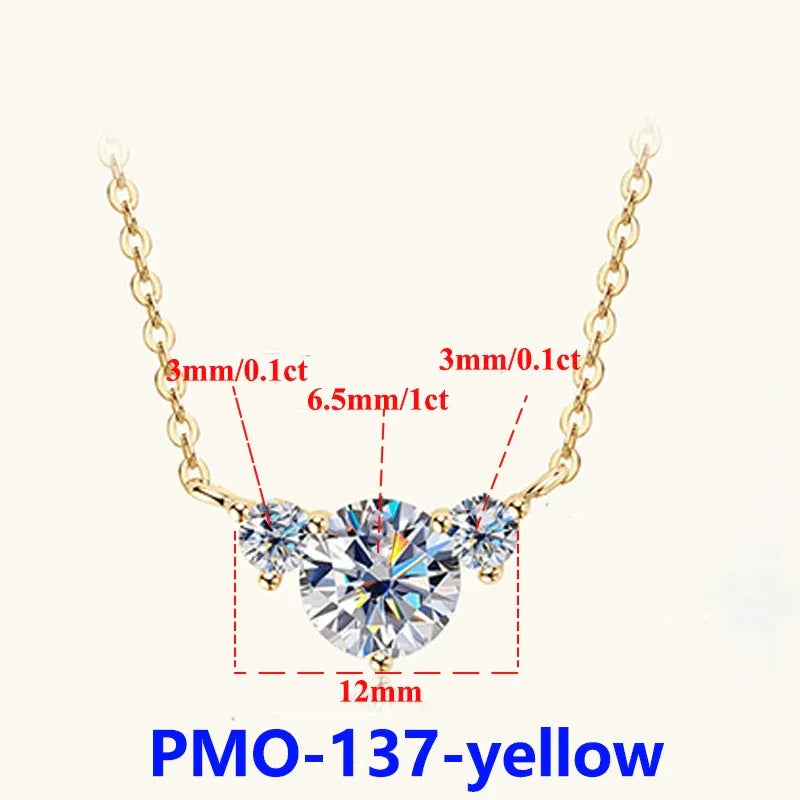 D Color Women Moissanite Pendant s925 Silver Yellow Full Moissanite Necklace - Empire P.E