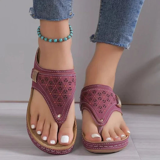 Woman Leather Non-Slip Soft Platform Shoes Flip Flops Summer Women's Wedge Sandal with Heel 2023 Orthopedic Sandals 43 - Empire P.E
