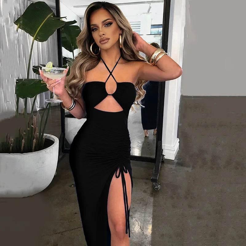 Sleeveless Sexy Female Midi Backless Dresses Slim Night Club Party Women's Dress Bodycon Vestidos Elegantes Para Mujer - Empire P.E