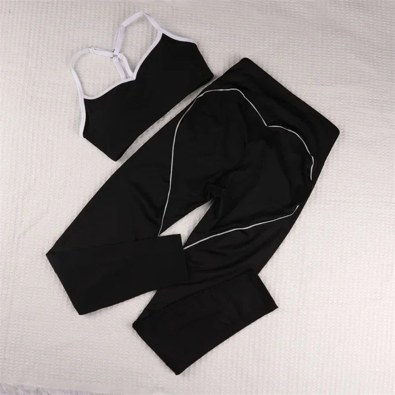 Gym Set Contrasting Color Sports Bra Suits - Empire P.E