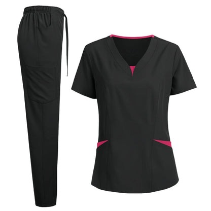 Scrub Set for Women Nurse V Neck Plus Size Scrubs Tops and Pants - Empire P.E