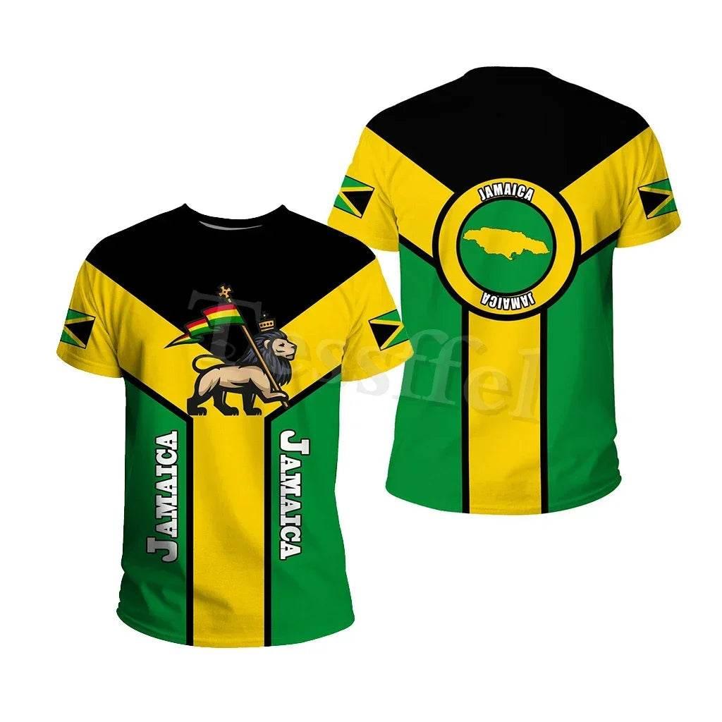 Jamaica Lion Emblem Summer New Fashion 3D Printed Top T-shirt Men and Women Can Be Large Size Loose Fashion Short Sleeves - Empire P.E