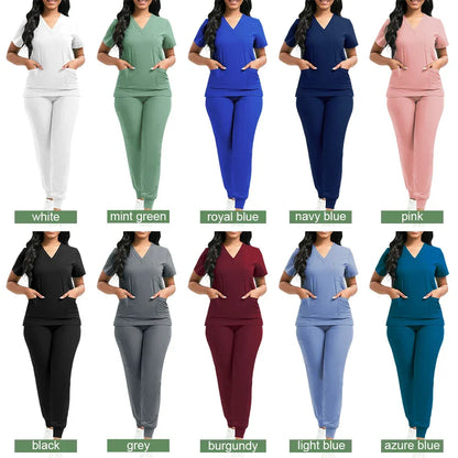 Women's Nursing Scrub Top Pants Medical Suit - Empire P.E