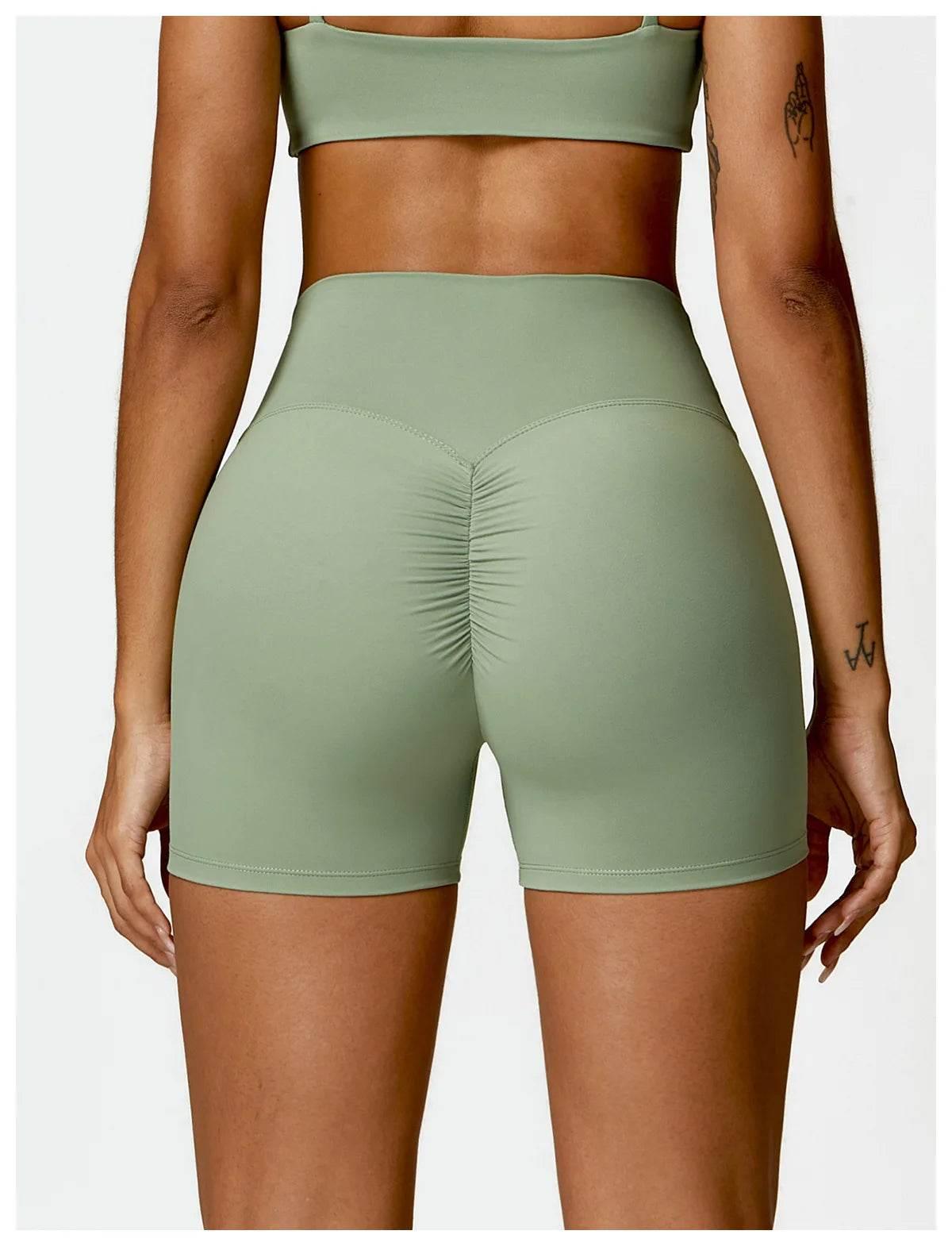 New Women Yoga Shorts High Waist Beautiful Buttocks Gym Sexy Feel V-shaped Shorts Sports Fitness Tights Push up Run Leggings - Empire P.E