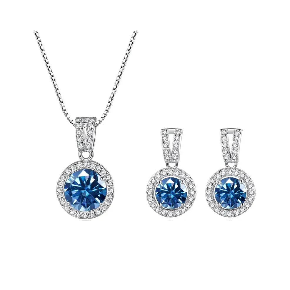 2ct total Moissanite Jewelry Set Sterling Silver 925 Necklace Earrings - Empire P.E