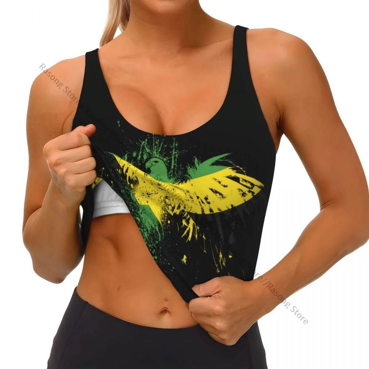 Sports Bra Women Running Yoga Clothes Vest Jamaica Kingdom Flag Gathering Fitness Vest - Empire P.E