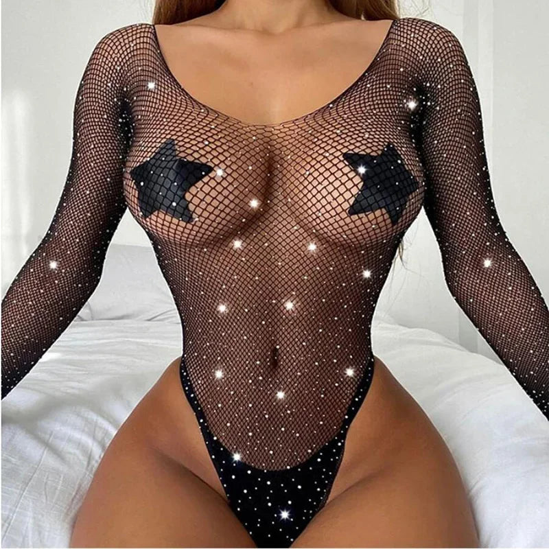 Women Rhinestone Glitter Bodysuits - Empire P.E