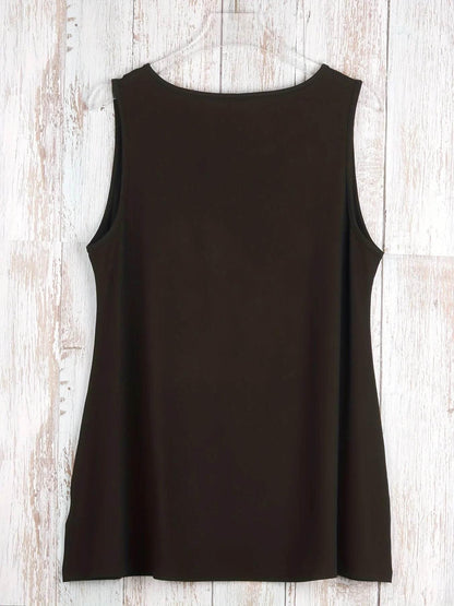Plus Size Simple Solid Tank Top Casual Crew Neck Sleeveless Tank Top - Empire P.E