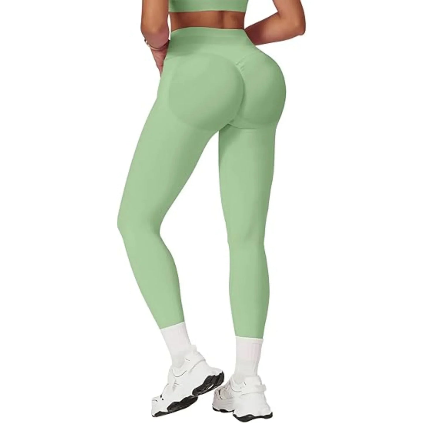 Seamless Women Solid Waist Yoga Pants - Empire P.E