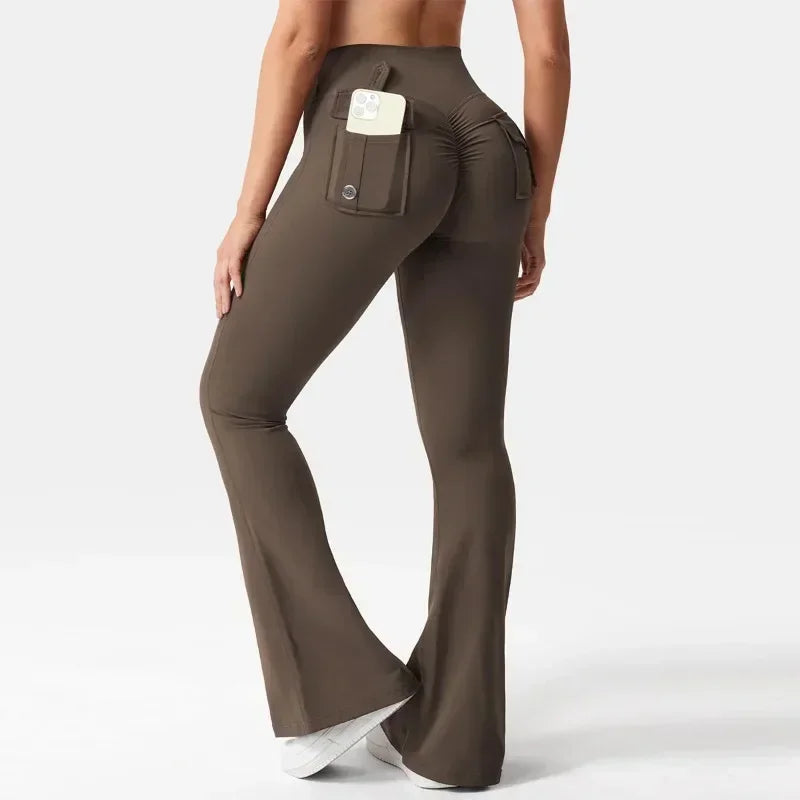 Fitness Yoga Leggings for Women Pocket Scrunched Gym Leggings High Waist Butt Liftting Tights Sexy Booty Shorts Bell-bottoms - Empire P.E