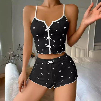 Sleepwear Women Heart Print Soft Ribbed Fabric - Empire P.E