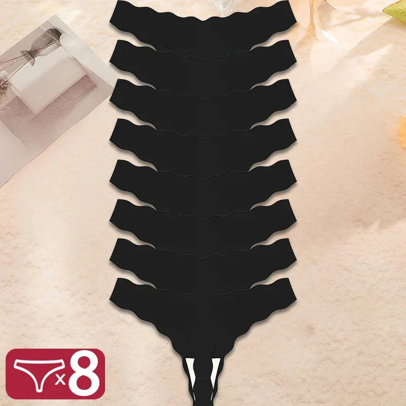 8Pcs Sexy Lingerie Women's Seamless Panties Ice Silk G-String - Empire P.E