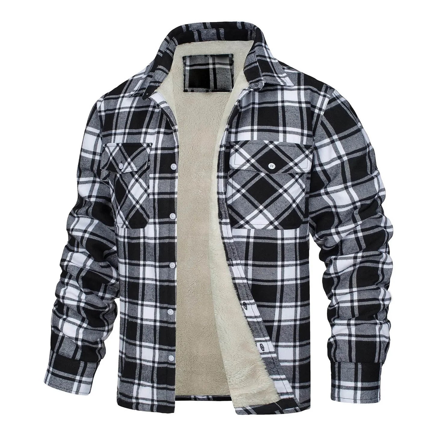 Men's Plaid Print Lapel Coat - Empire P.E
