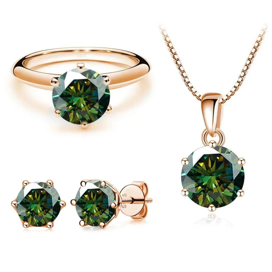 Moissanite Jewelry Set for charm lady Rose Gold Plated with total 4 carat mossanite silver 925 jewerly set - Empire P.E