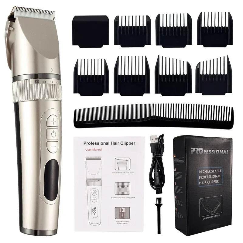 Electric Hair Clipper Men's Professional Hair Clipper Ceramic Blade Household Low Noise Trimmer USB Charging Men's Haircut Tools - Empire P.E