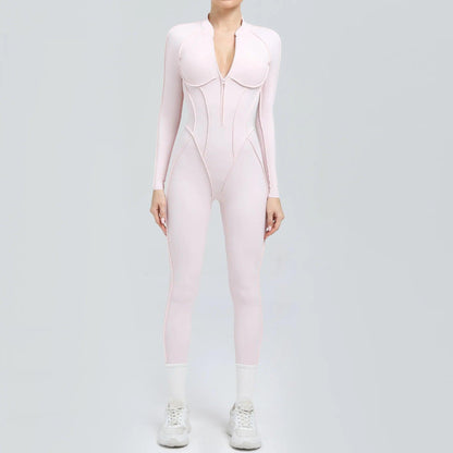 Pad Yoga Jumpsuit Short Sleeve Zipper Sports Wear Gym Fitness - Empire P.E