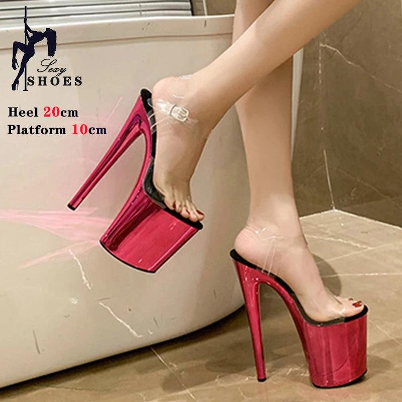 8 Inches Women Shine Electroplated Pole Dance Shoes - Empire P.E