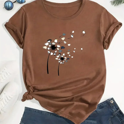 2024 New Women's Flower Print Party T-shirt