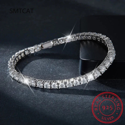 3mm 4mm 5mm 6.5mm Moissanite Tennis Bracelet Original s925 Sterling Silver - Empire P.E