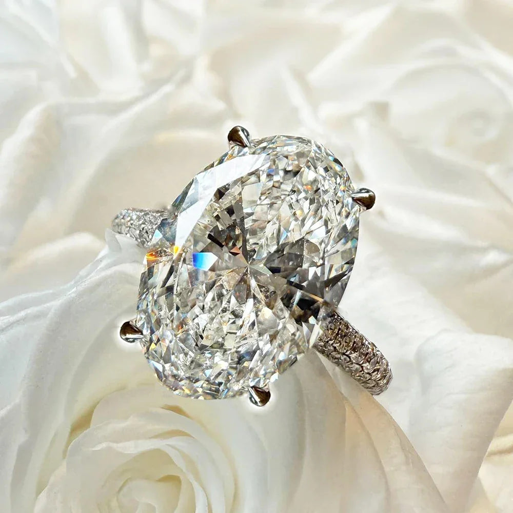 8CT Oval Cut All Moissanite Ring 925 Sterling Silver - Empire P.E
