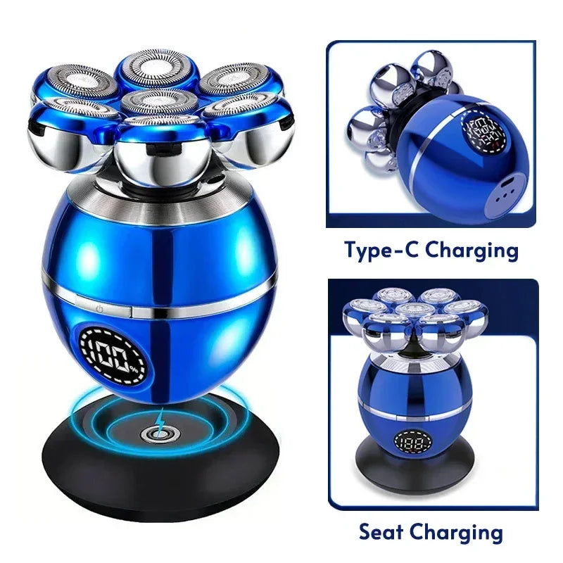 Newest 5-in-1 Electric Shaver 7D Floating Cutter Head Bald Hair Clipper Wireless Charging Men Nose Trimmer Electric Beard Razor - Empire P.E