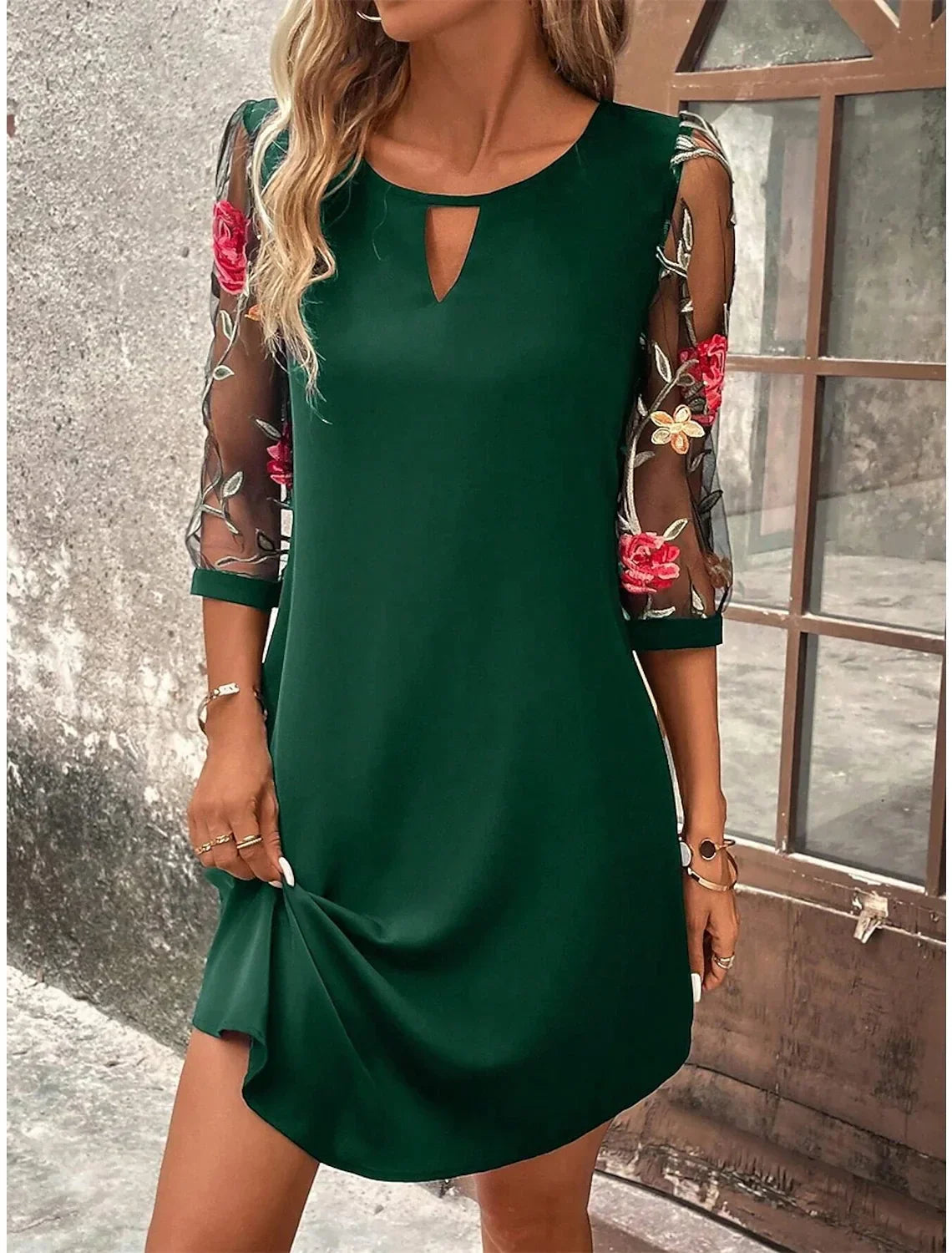 Luxury Dress Women's Perspective Mid Sleeve Printed - Empire P.E