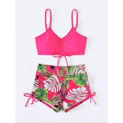 Women's Casual Drawstring Split High Waist Swimsuit 2025