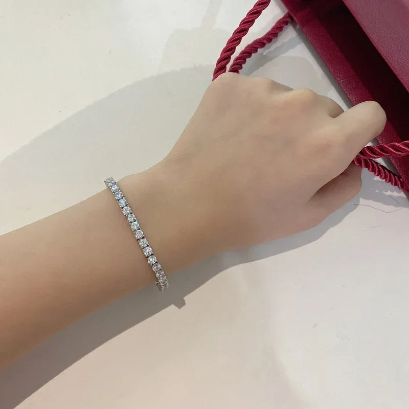 3mm 4mm D Color Moissanite Tennis Bracelet Full Diamond GRA 925 Sterling Silver - Empire P.E